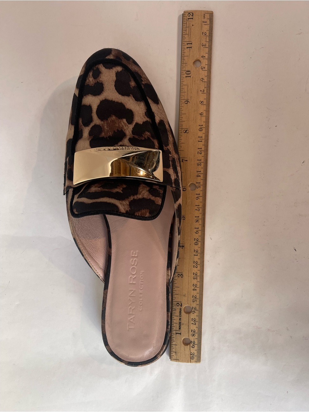 Taryn Rose Leopard-Print Slide Mules with Gold Accent Made in Italy 🇮🇹 Size 8.5 - Picture 14 of 14